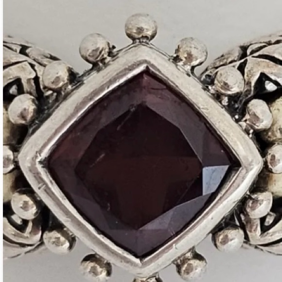 Barbara Bixby Sterling Silver and 18K Gold Cushion Cut Garnet Ring - Picture 2 of 15